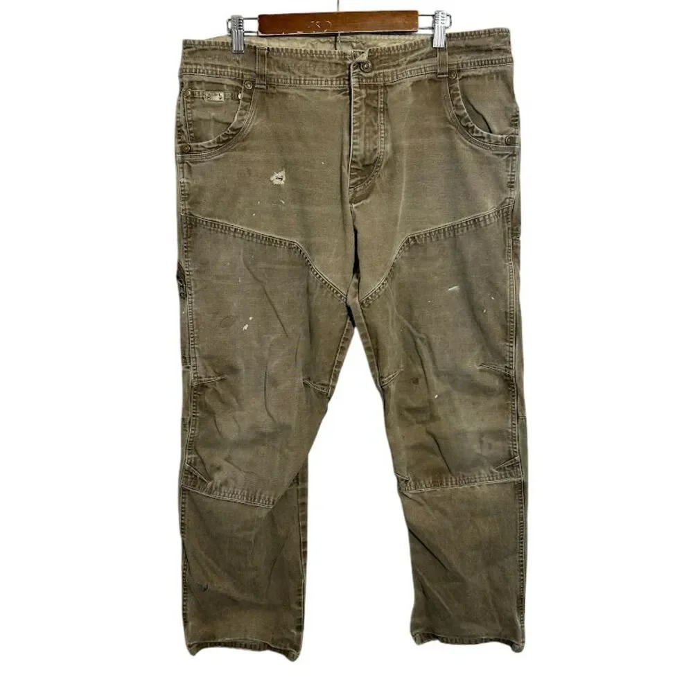 KUHL The Law Pants Mens 38x32 Heavyweight Canvas Distressed Rugged Patina Dye